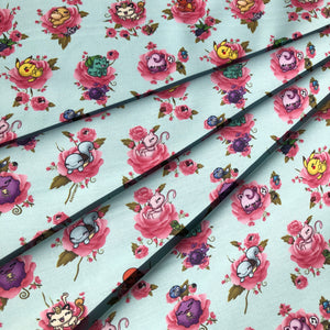 Pokemon Fabric - "Flower Monsters" - in teal by the half yard