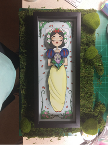 Waiting for Love- Snow White- Shadow Box- 7"X19"- Framed