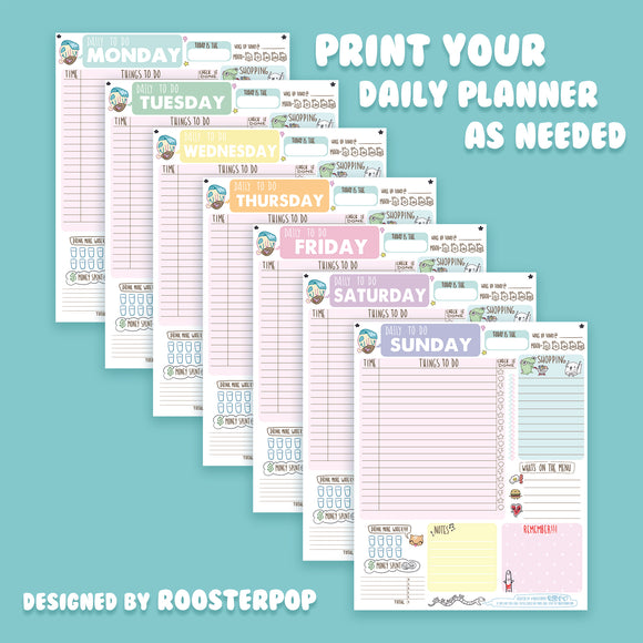 Daily Planner Printable- PDF Digital Download