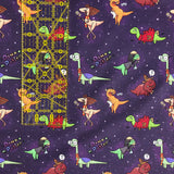 Harry Potter Dinos - "Amato Animo Dinomagus" - in purple by the half yard