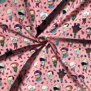 Mini Artist Pink Fabric - "Art isn't Dead" - by the half yard