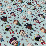 Mini Artist Teal Fabric - "Art isn't Dead" - by the half yard
