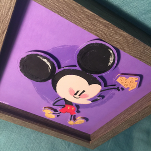 Cutie Mouse Shadow Box- 8"x 8"- Framed