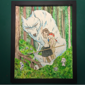 Wolf is in the Woods- Shadow Box- 11"X14"- Framed