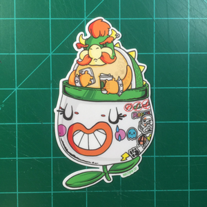 Hipster Bowser- Super Mario Bros Villain- Big Sticker