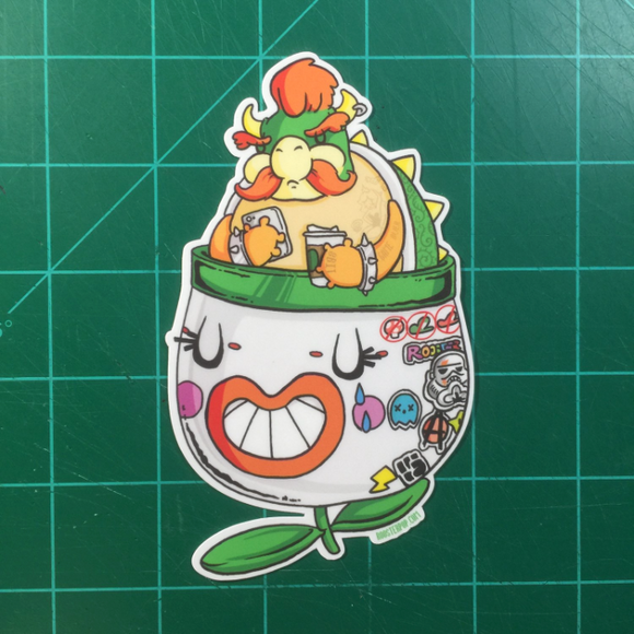 Hipster Bowser- Super Mario Bros Villain- Big Sticker