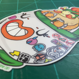 Hipster Bowser- Super Mario Bros Villain- Big Sticker