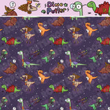 Harry Potter Dinos - "Amato Animo Dinomagus" - in purple by the half yard
