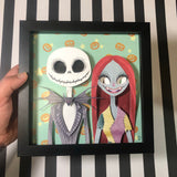 Jack and Sally - Shadow Box- 8"x 8"- Framed