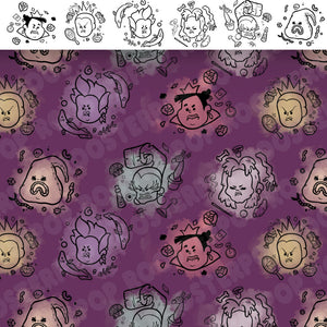 Disney Villains - "Bad Girls Club" - in dark purple by the half yard